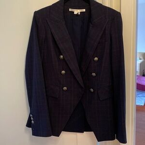 Veronica Beard blazer dark navy with dark red plaid size 4